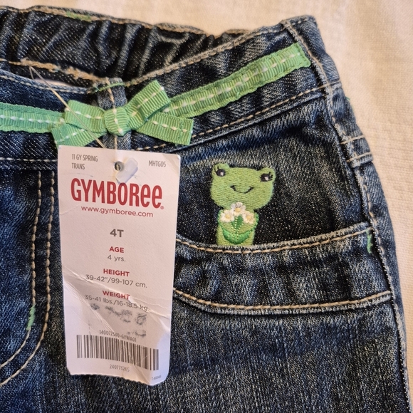 Gymboree girls 4T Flower Showers line jeans with adjustable waist, HTF NWT - Picture 2 of 5